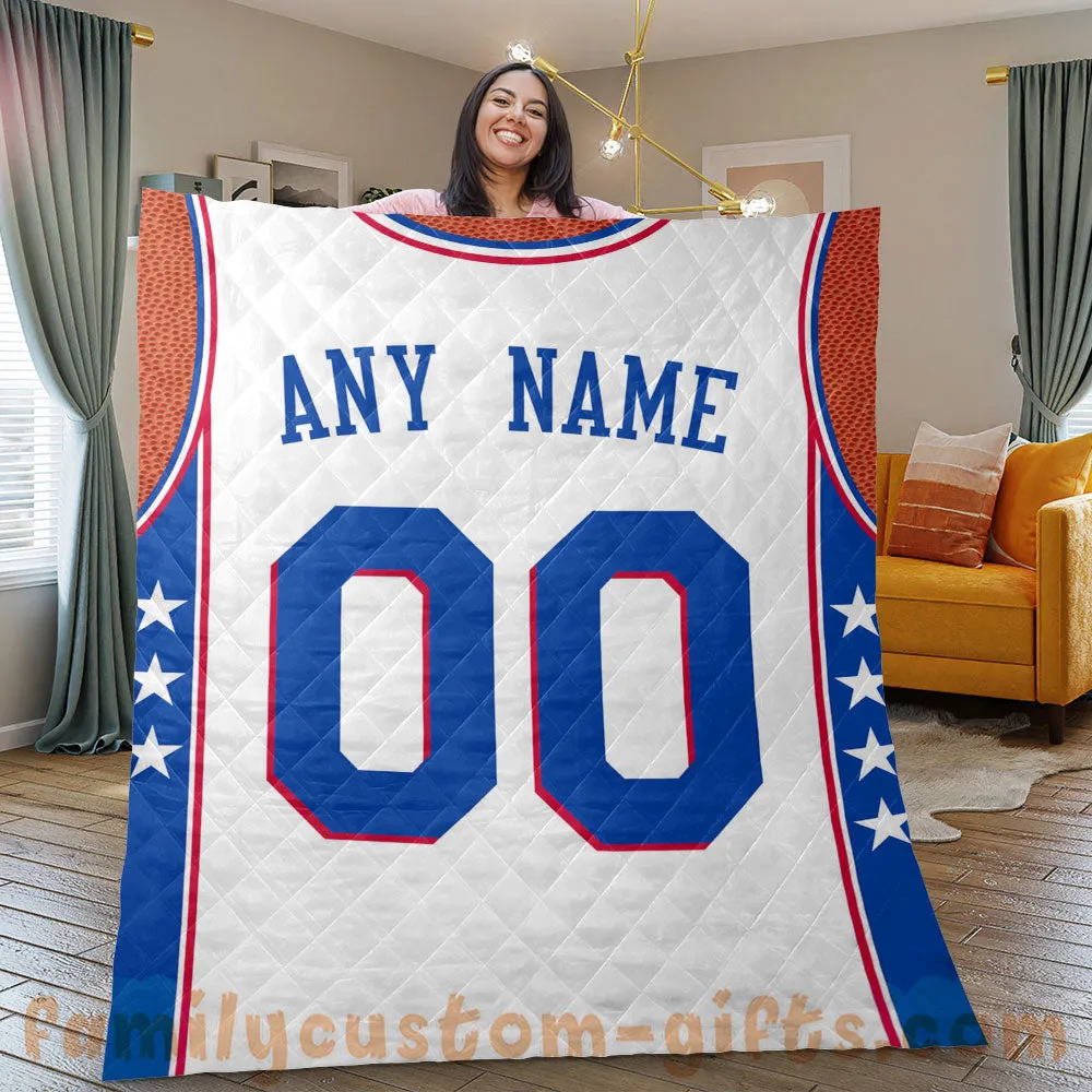 Custom Premium Quilt Blanket Philadelphia Jersey Basketball Personalized Quilt Gifts for Her & Him