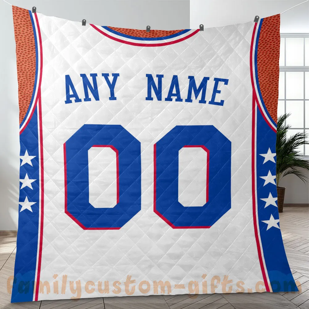 Custom Premium Quilt Blanket Philadelphia Jersey Basketball Personalized Quilt Gifts for Her & Him
