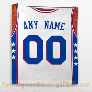 Custom Premium Quilt Blanket Philadelphia Jersey Basketball Personalized Quilt Gifts for Her & Him