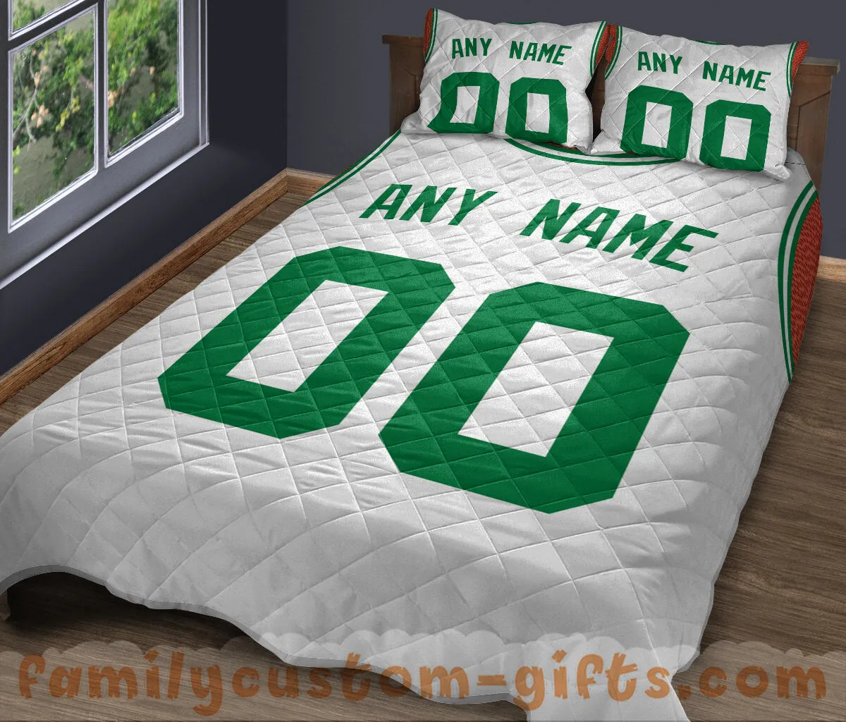 Custom Quilt Sets Boston Jersey Personalized Basketball Premium Quilt Bedding for Men Women