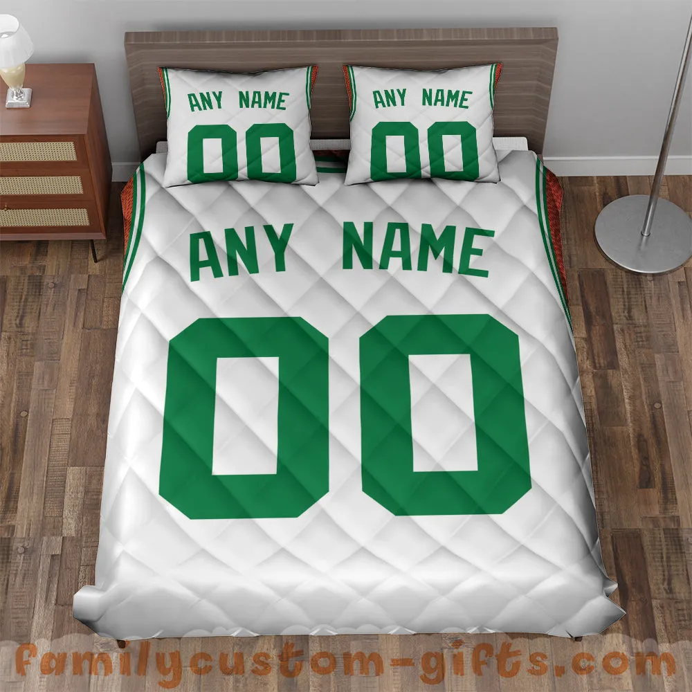 Custom Quilt Sets Boston Jersey Personalized Basketball Premium Quilt Bedding for Men Women