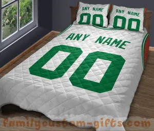 Custom Quilt Sets Boston Jersey Personalized Basketball Premium Quilt Bedding for Men Women