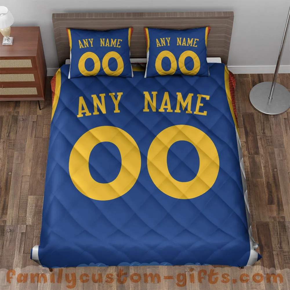 Custom Quilt Sets Golden State Jersey Personalized Basketball Premium Quilt Bedding for Men Women