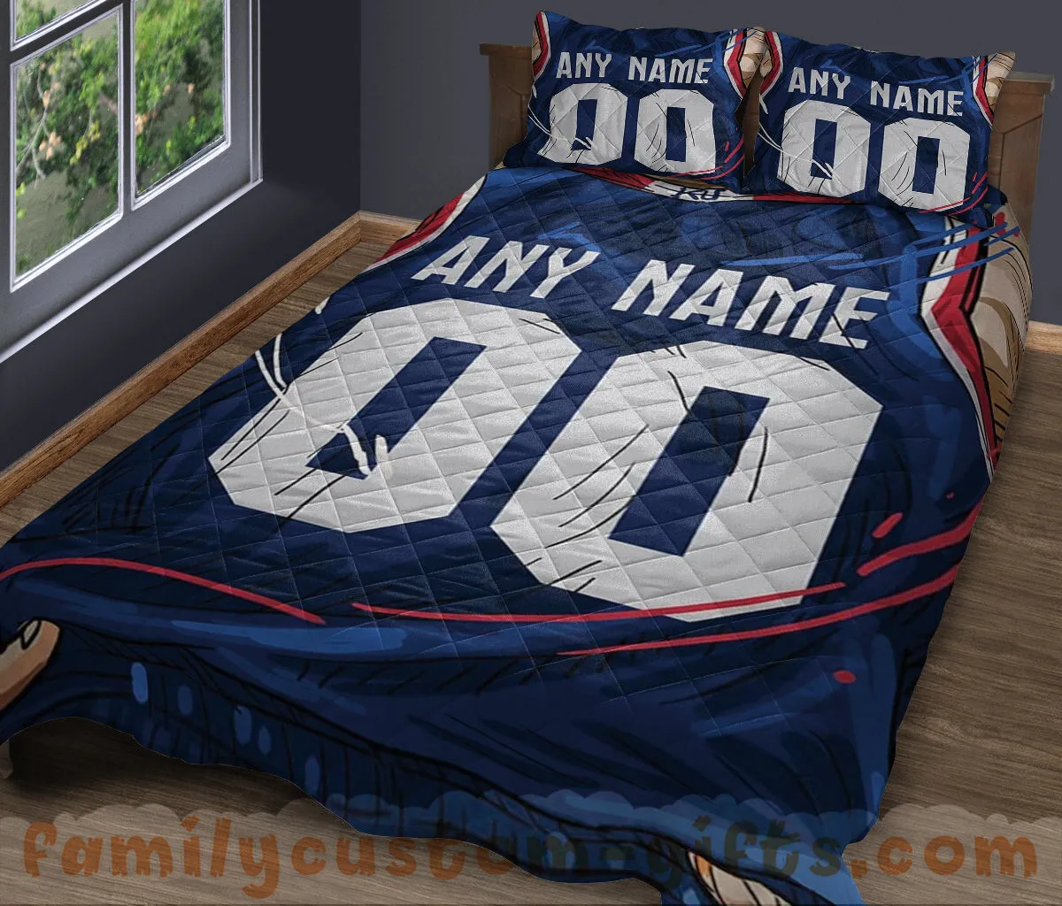 Custom Quilt Sets Kansas Jersey Personalized Basketball Premium Quilt Bedding for Men Women