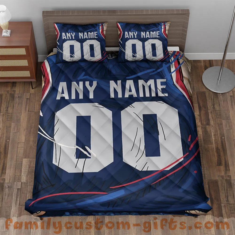 Custom Quilt Sets Kansas Jersey Personalized Basketball Premium Quilt Bedding for Men Women