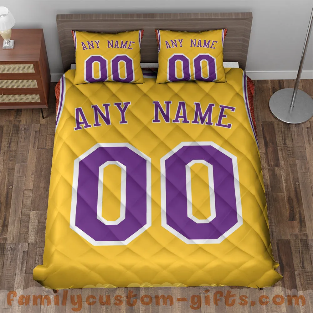 Custom Quilt Sets Los Angeles Jersey Personalized Basketball Premium Quilt Bedding for Men Women