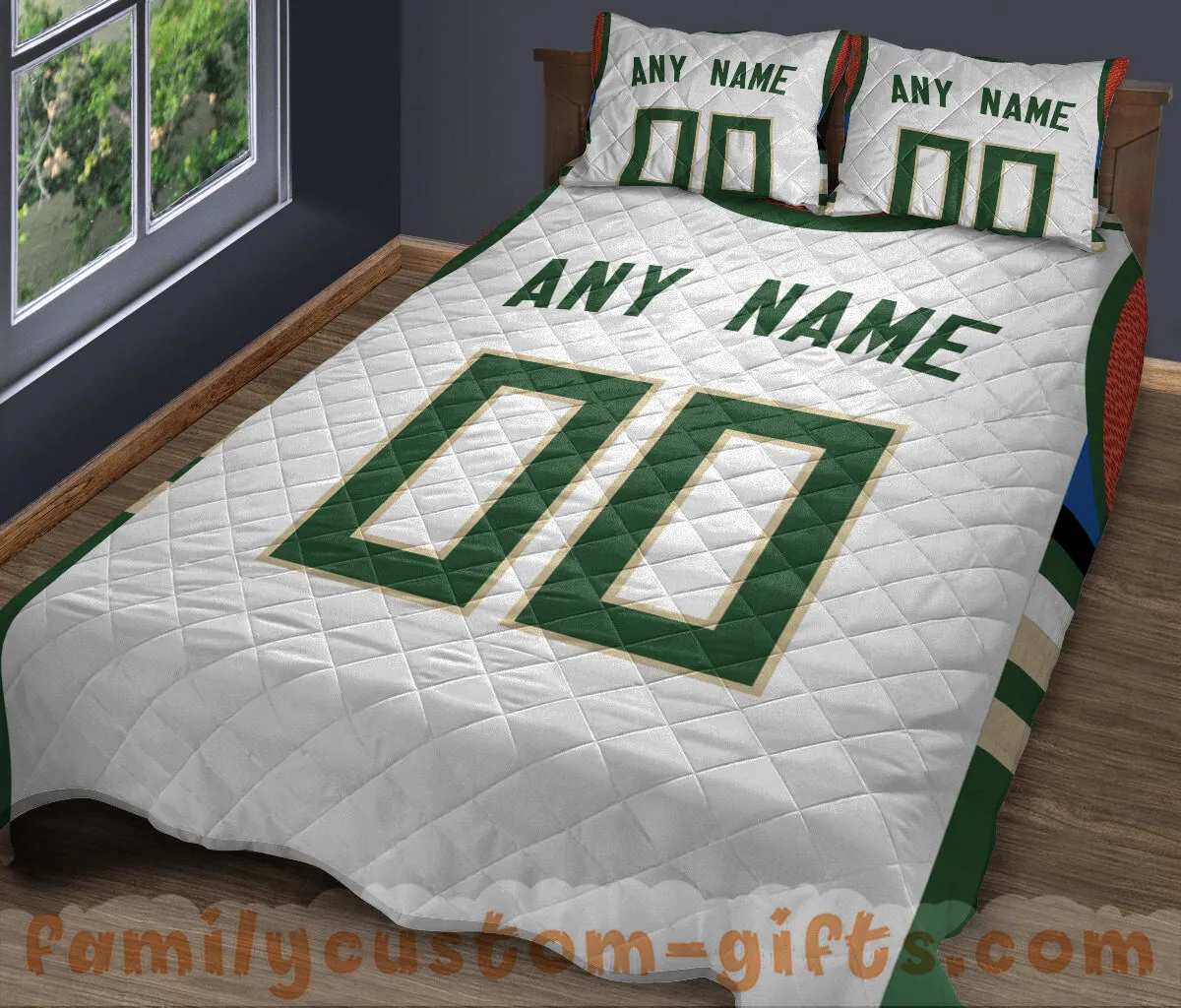 Custom Quilt Sets Milwaukee Jersey Personalized Basketball Premium Quilt Bedding for Men Women