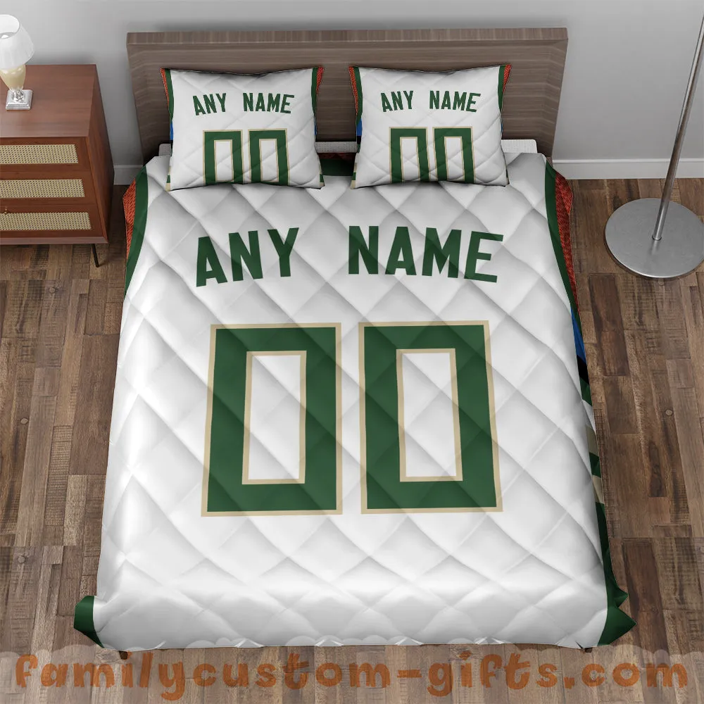Custom Quilt Sets Milwaukee Jersey Personalized Basketball Premium Quilt Bedding for Men Women