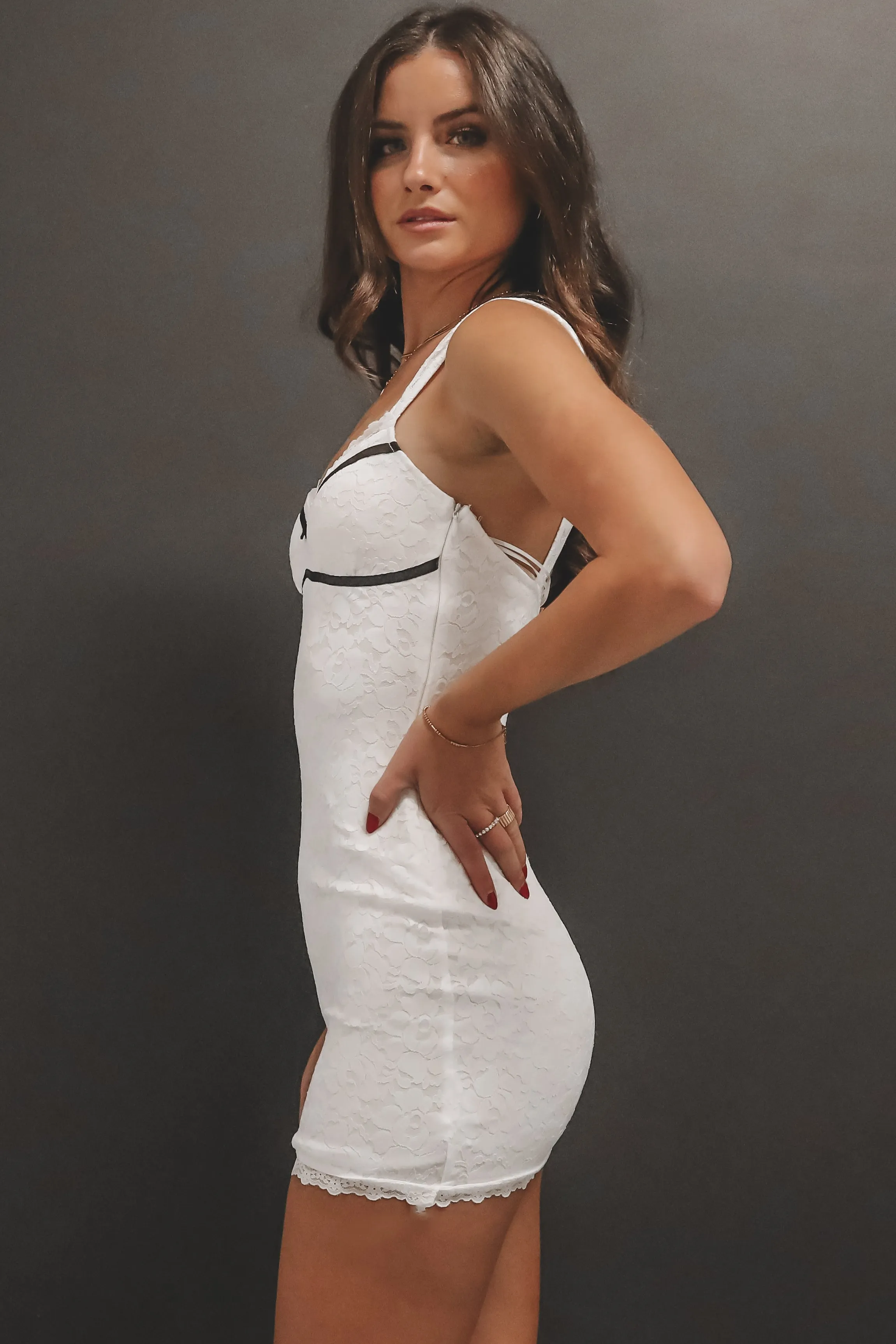 DEAL In A Daze Lined Lace Mini Dress