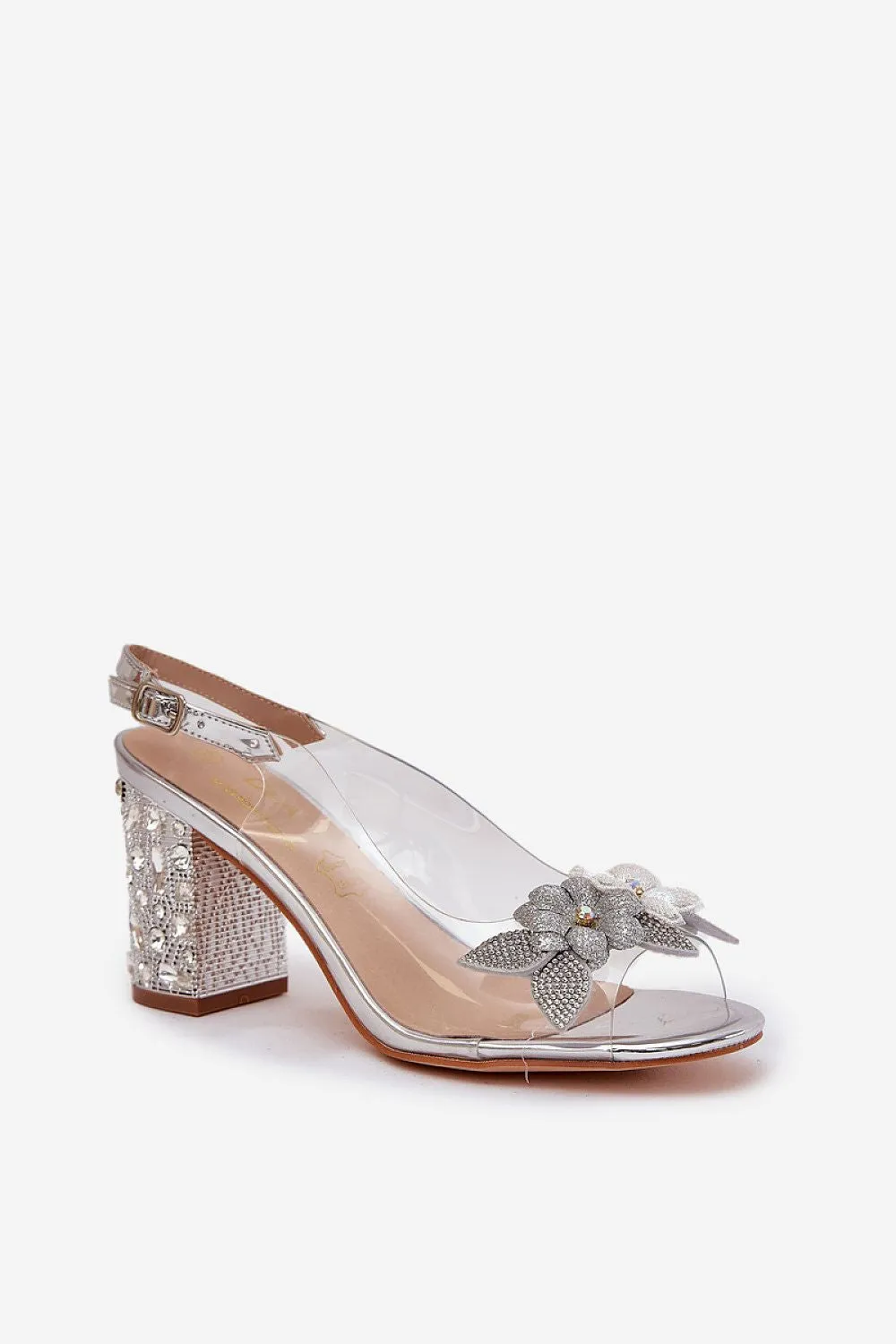 Decorative flowers heel sandals