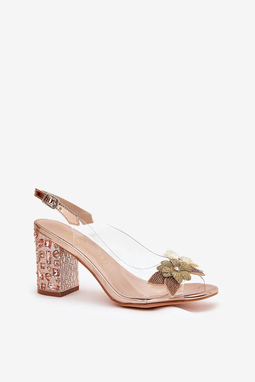 Decorative flowers heel sandals