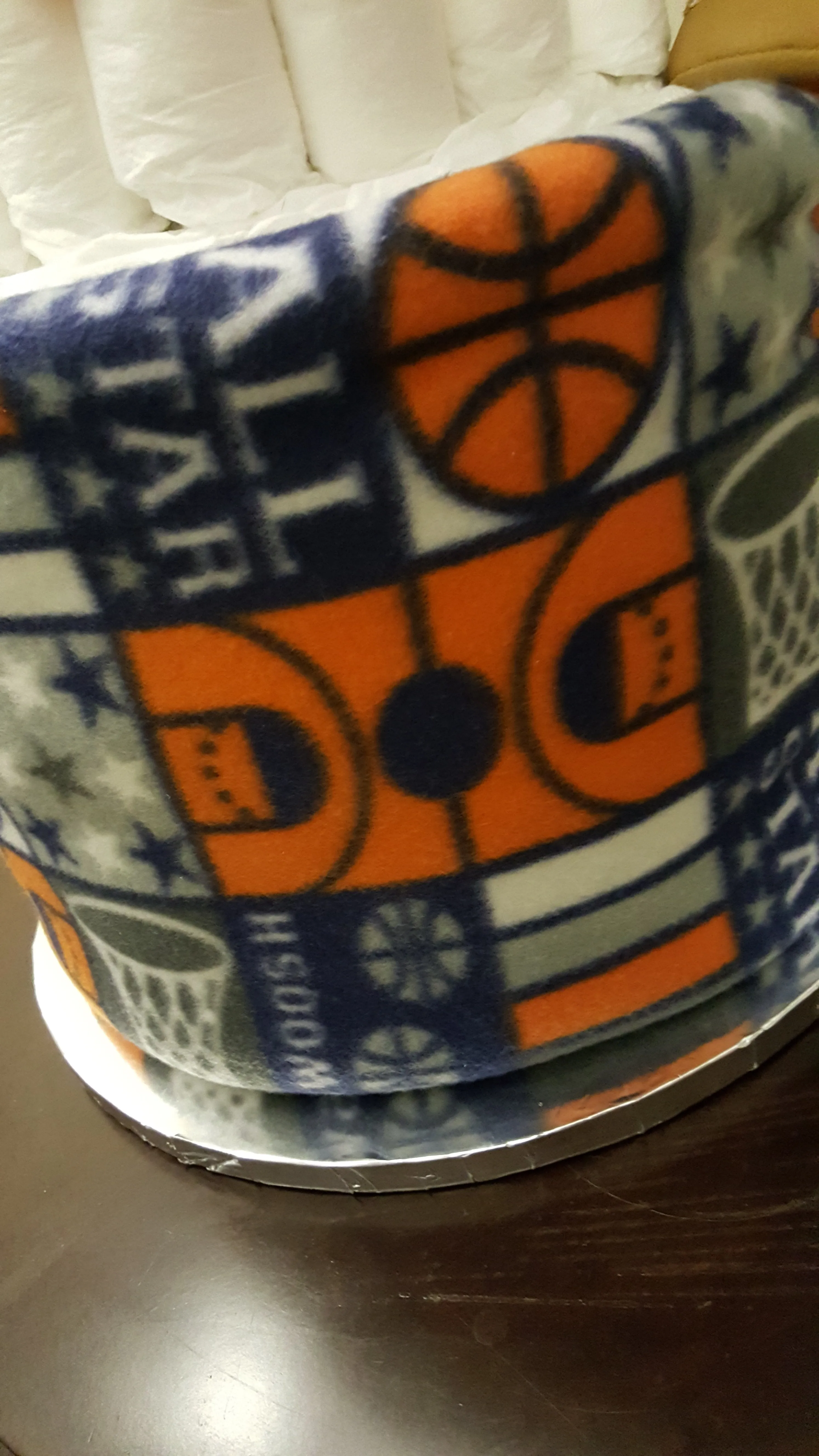 Diaper Cake - Basketball theme (with Hanging Baby)