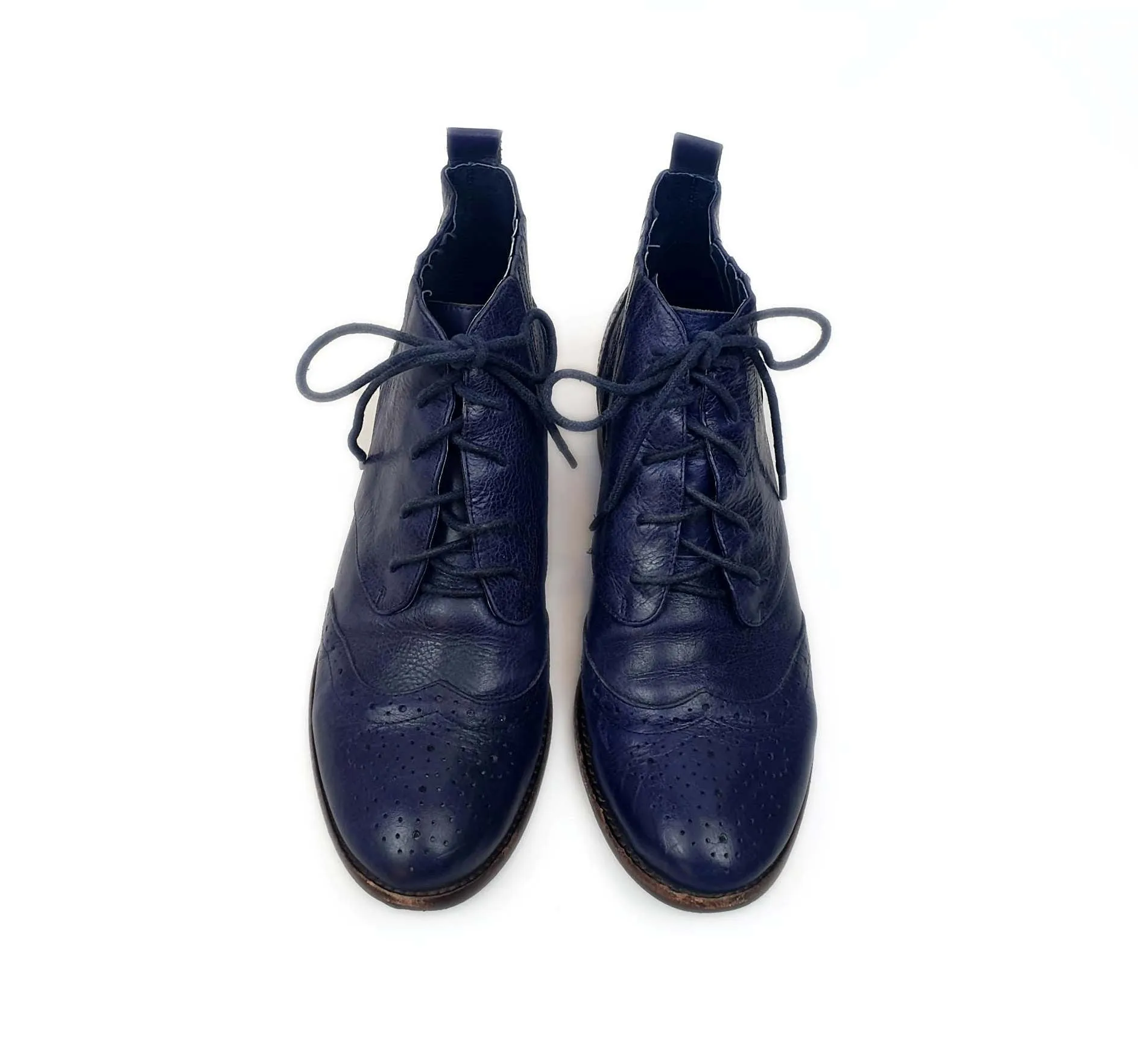Django & Juliette blue leather lace up boots size 39