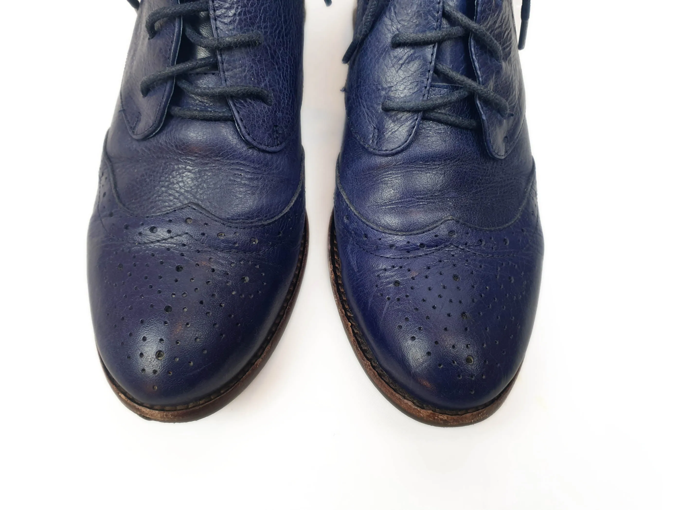 Django & Juliette blue leather lace up boots size 39