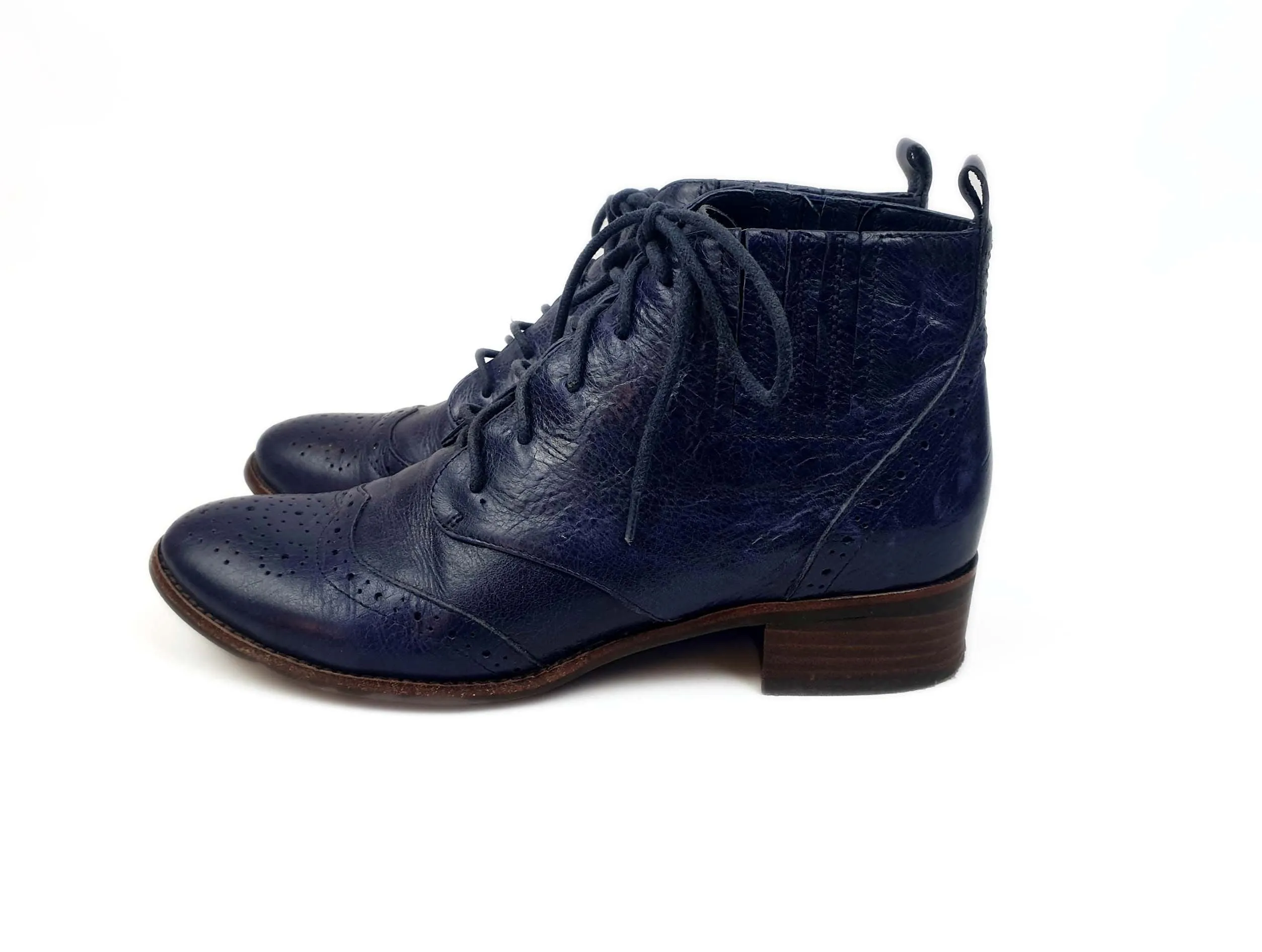 Django & Juliette blue leather lace up boots size 39
