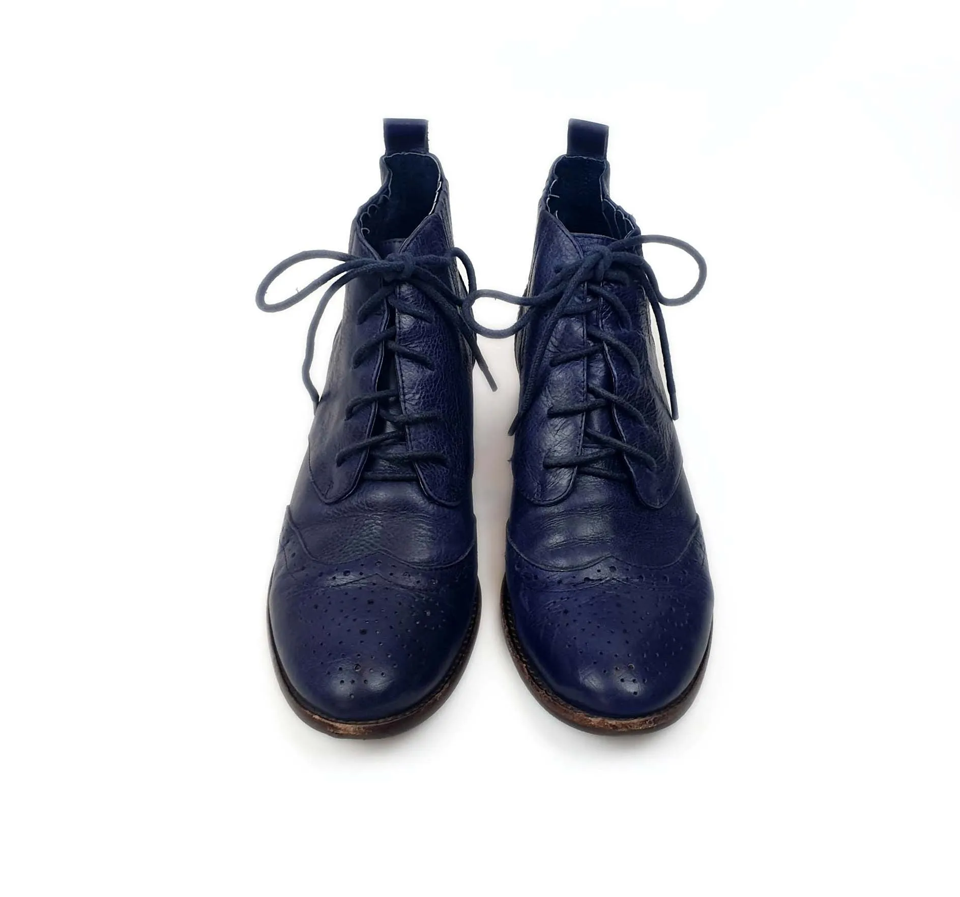 Django & Juliette blue leather lace up boots size 39