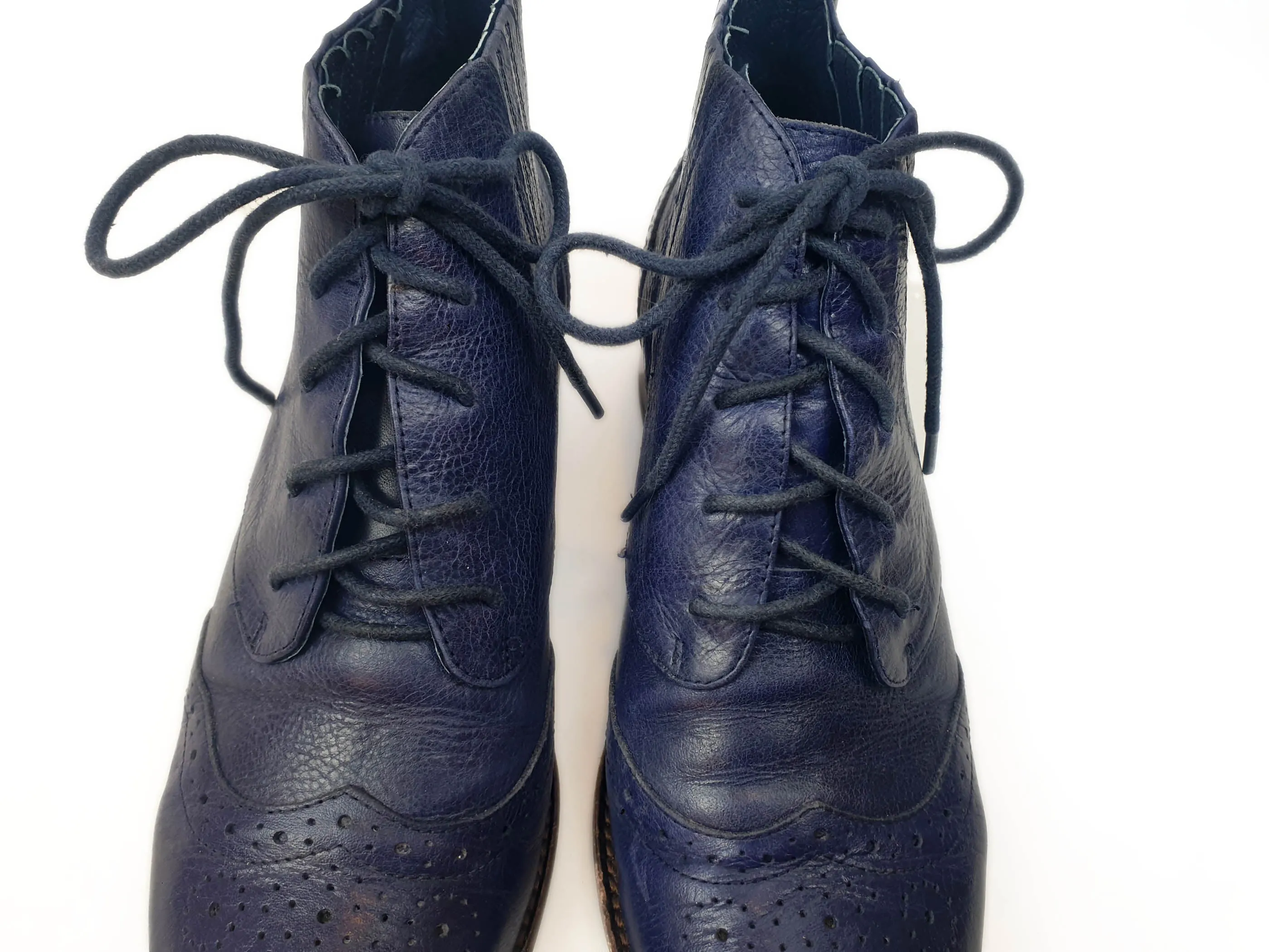 Django & Juliette blue leather lace up boots size 39