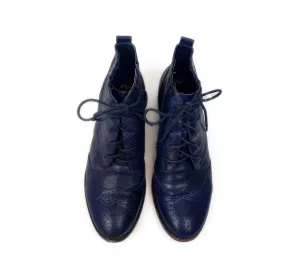 Django & Juliette blue leather lace up boots size 39