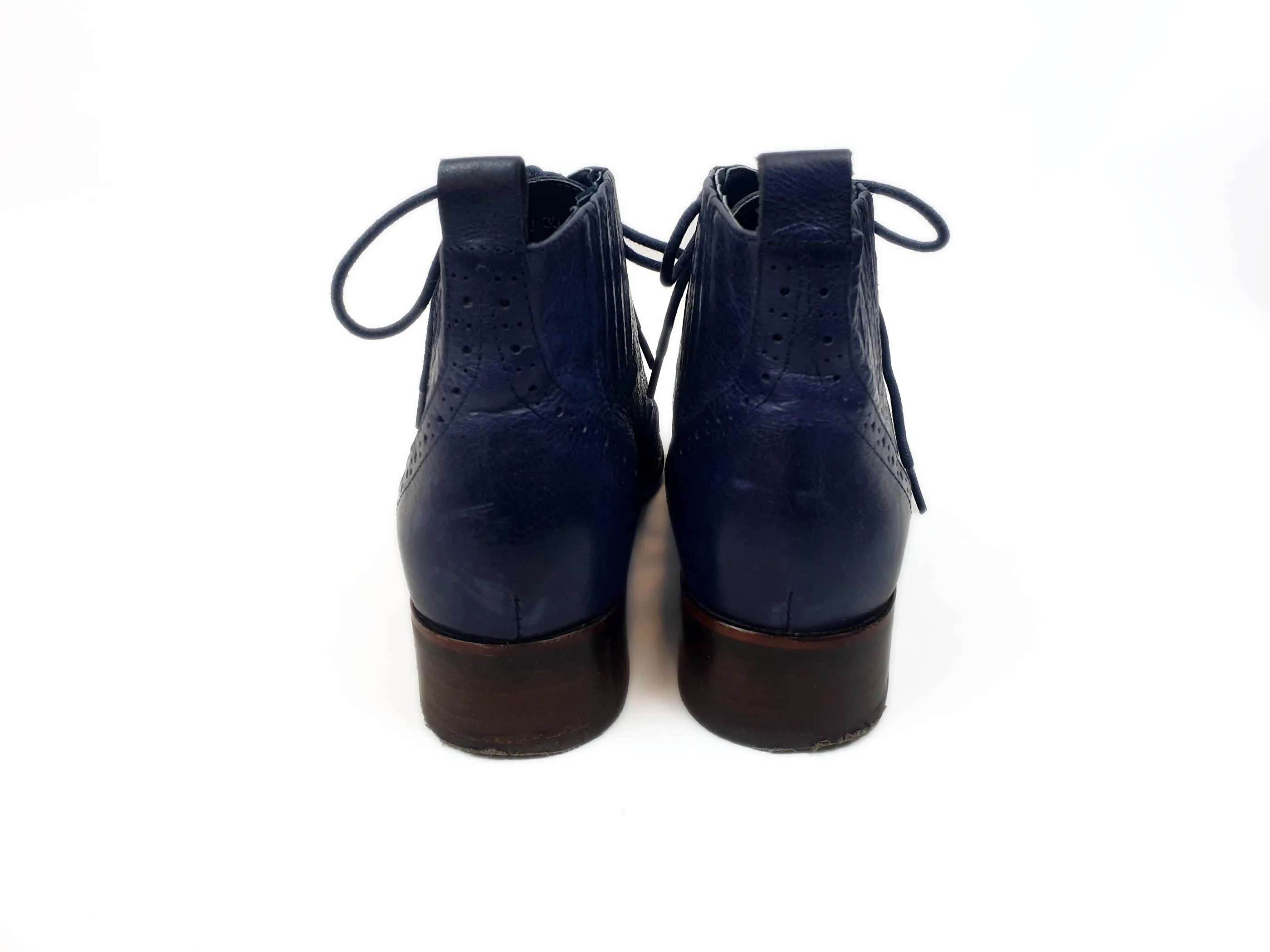 Django & Juliette blue leather lace up boots size 39