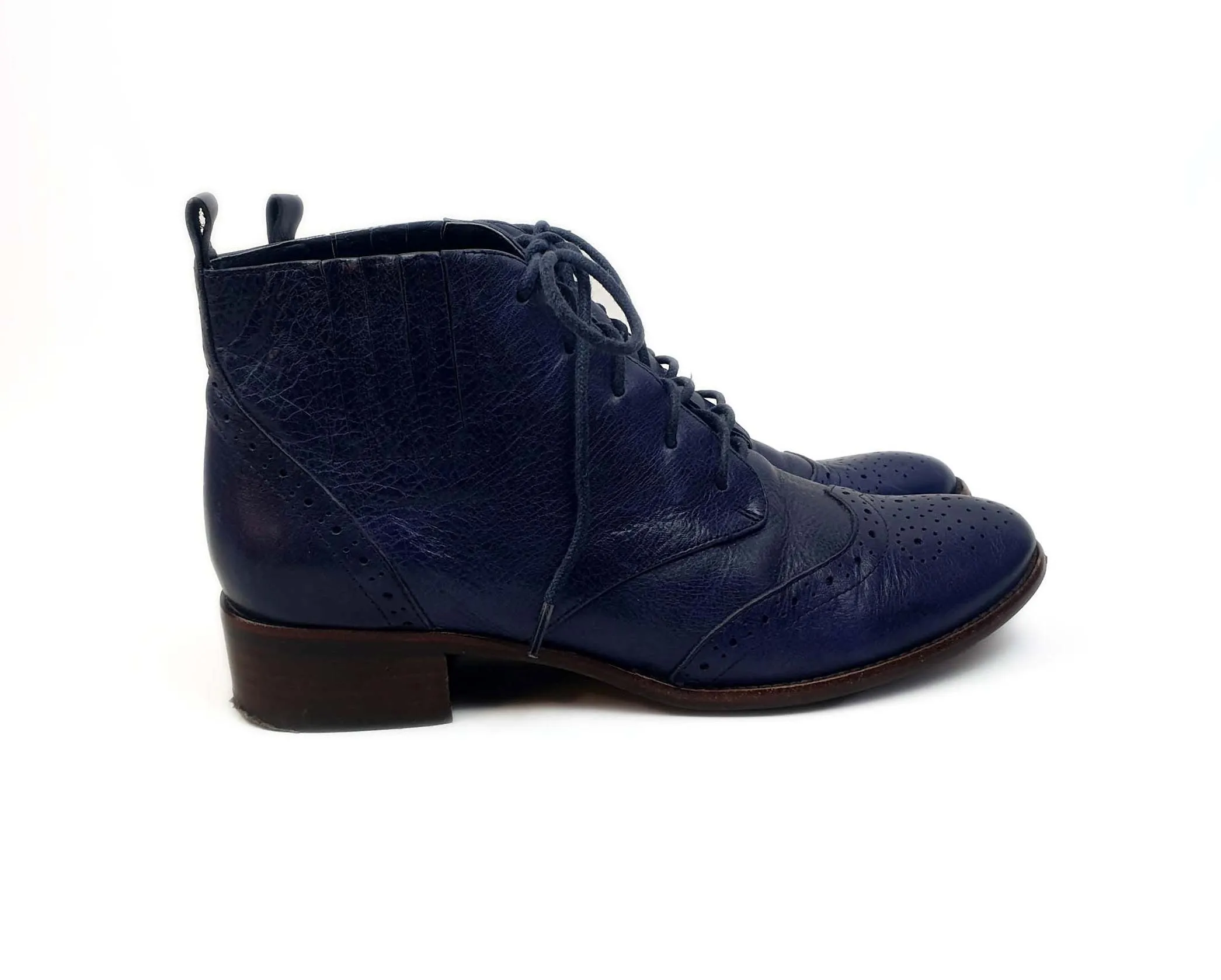 Django & Juliette blue leather lace up boots size 39