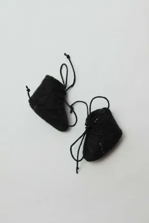 Doll Boots | Black Wool w/ White Floral
