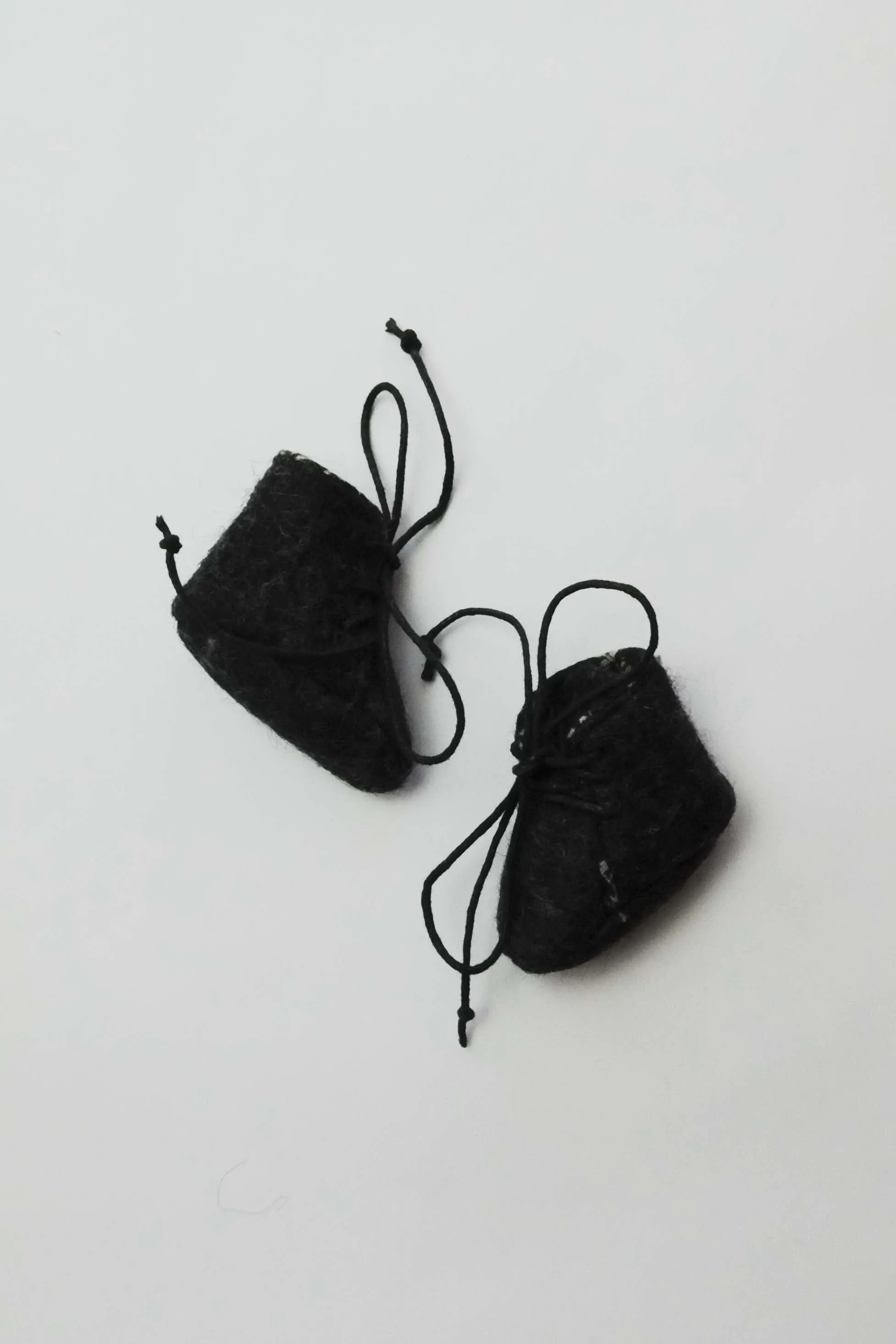 Doll Boots | Black Wool w/ White Floral