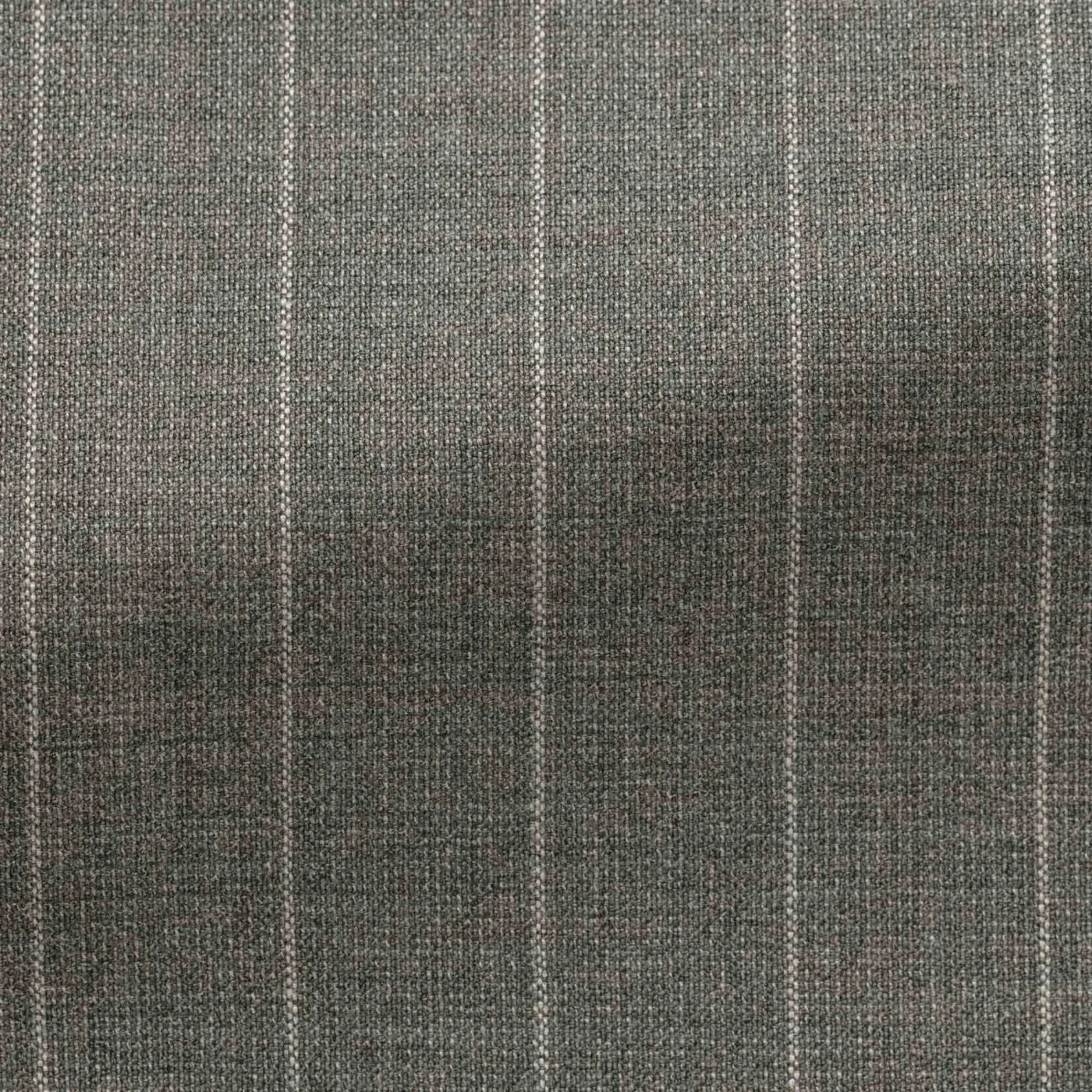 Drago Smoke Grey Stretch Doppio Ritorto Tropical Wool with White Pinstripe