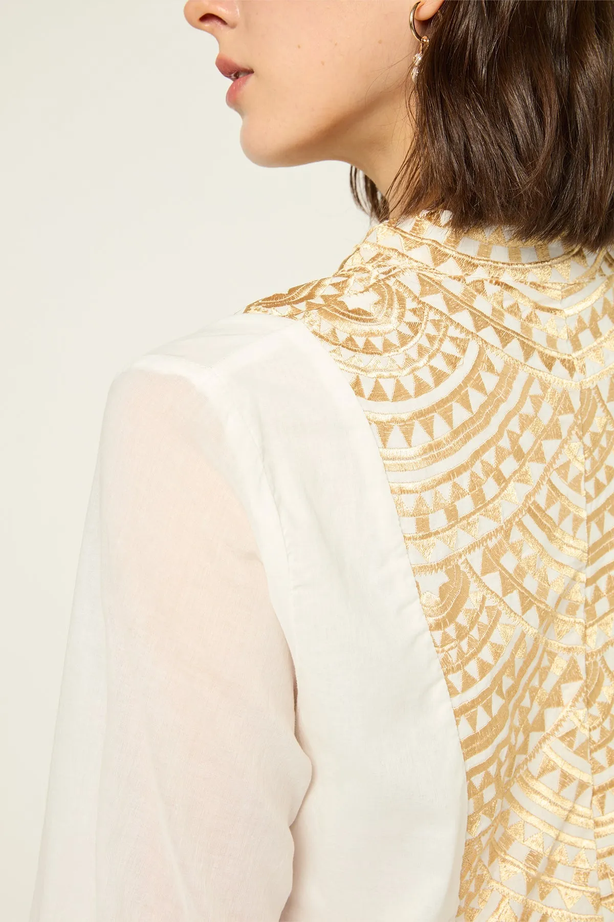 DRESS SHORT NEW ALL OVER L/S - WHITE GOLD