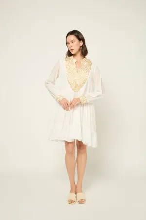 DRESS SHORT NEW ALL OVER L/S - WHITE GOLD