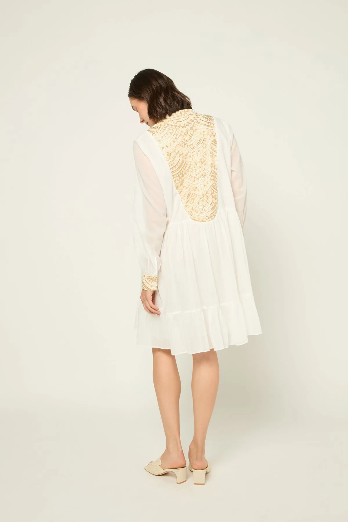 DRESS SHORT NEW ALL OVER L/S - WHITE GOLD