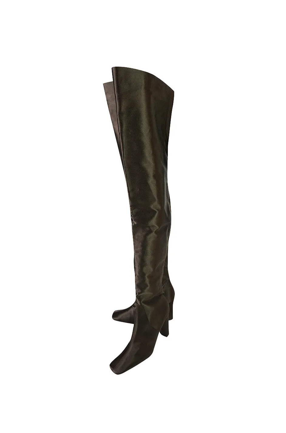 Early 2000s Brown Silk Marni Thigh High Boots