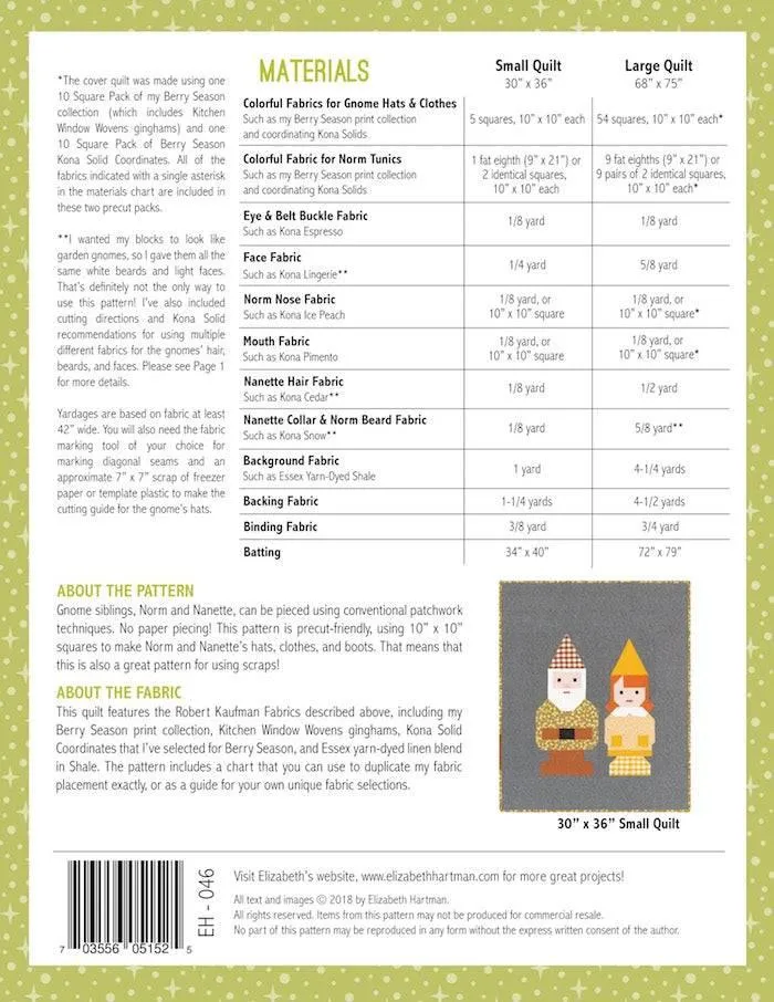 Elizabeth Hartman - Norm & Nanette - Quilt Pattern