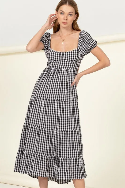 EMMALINE TIE-BACK GINGHAM MAXI DRESS