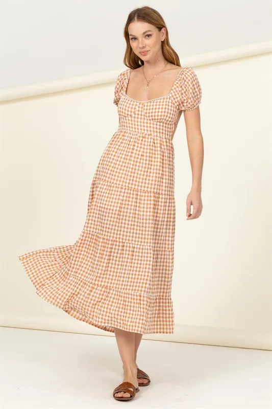 EMMALINE TIE-BACK GINGHAM MAXI DRESS