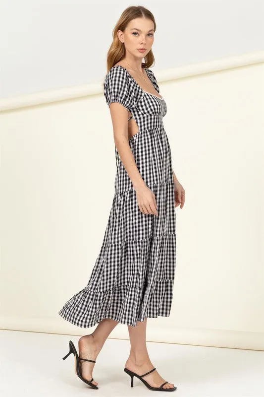 EMMALINE TIE-BACK GINGHAM MAXI DRESS
