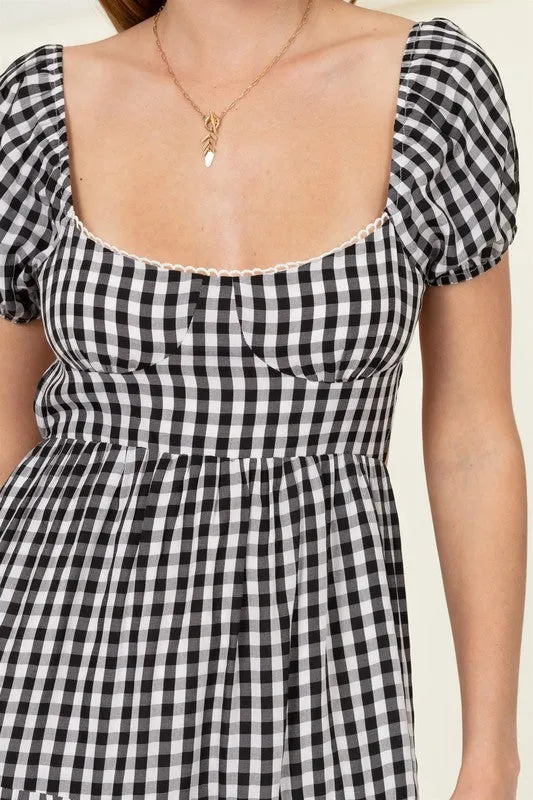 EMMALINE TIE-BACK GINGHAM MAXI DRESS