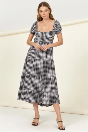 EMMALINE TIE-BACK GINGHAM MAXI DRESS