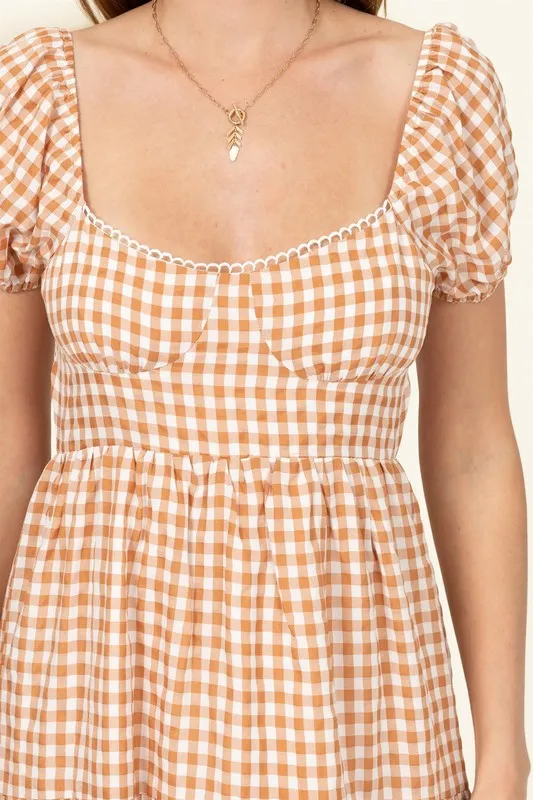 EMMALINE TIE-BACK GINGHAM MAXI DRESS