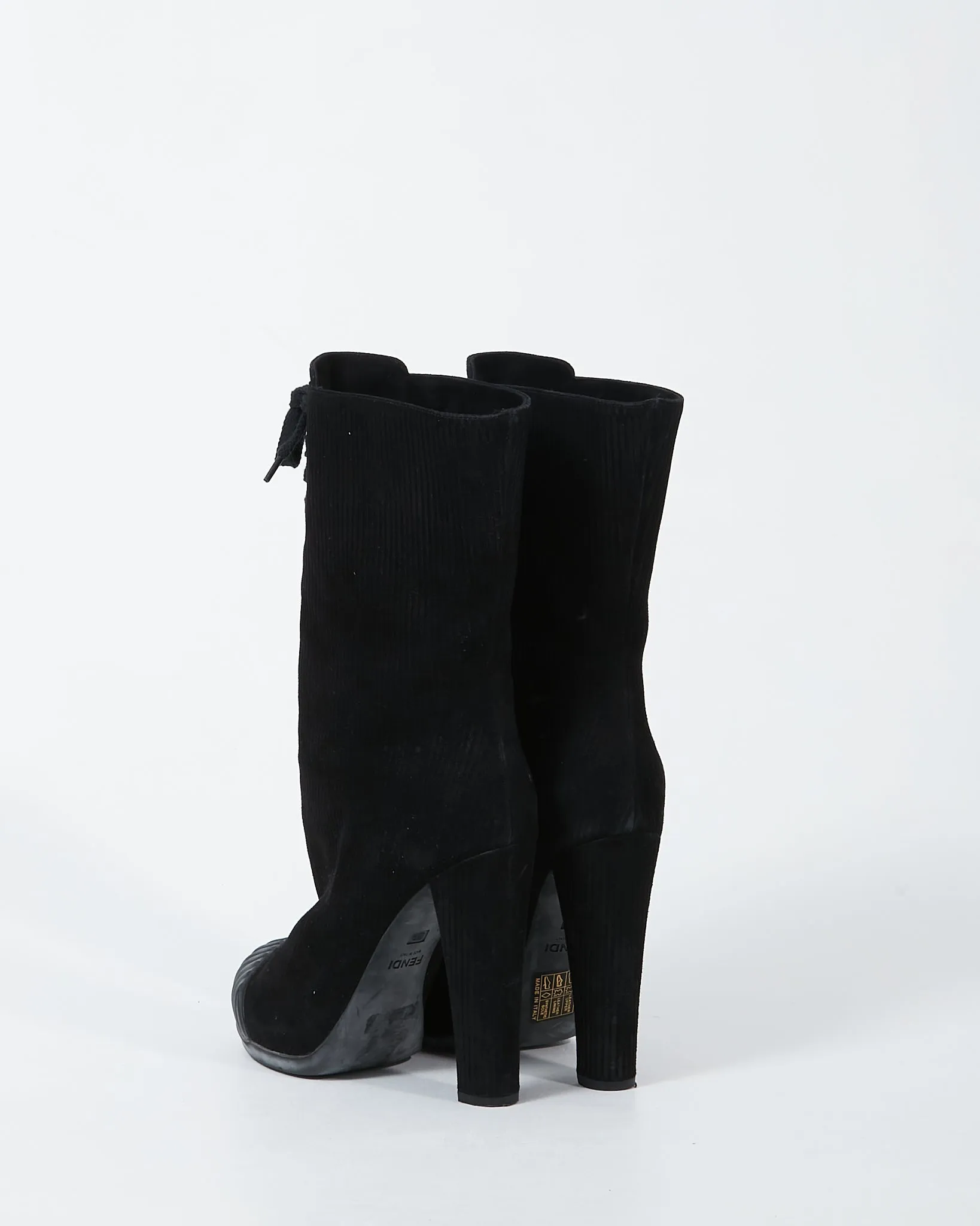 Fendi Black Corduroy Booties - 39