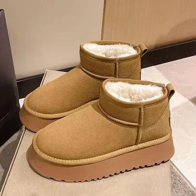 Fleece gevoerde chunky platform mini laarzen