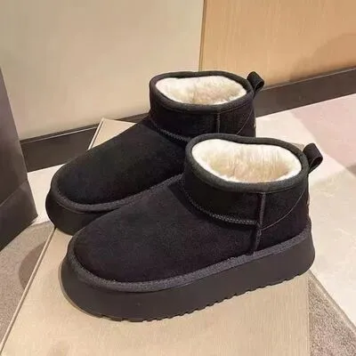 Fleece gevoerde chunky platform mini laarzen