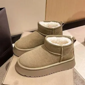 Fleece gevoerde chunky platform mini laarzen