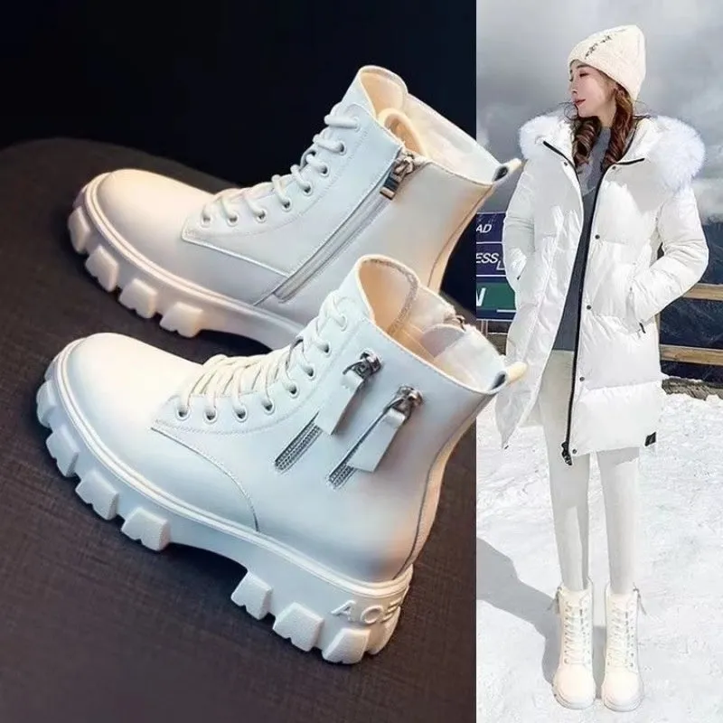 Fleece-lined Autumn And Winter High Cotton-padded Shoes