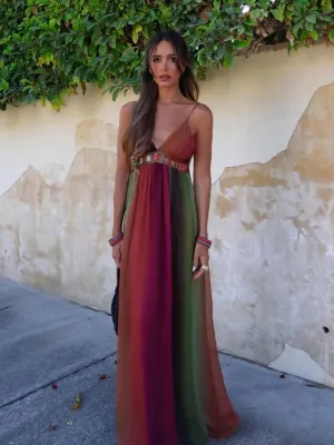 Flowy Multi-Tone Maxi Dress | Elegant & Lightweight | Perfect for Summer