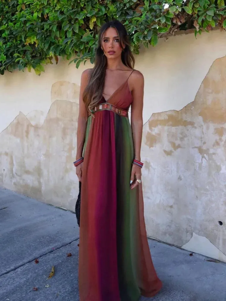 Flowy Multi-Tone Maxi Dress | Elegant & Lightweight | Perfect for Summer