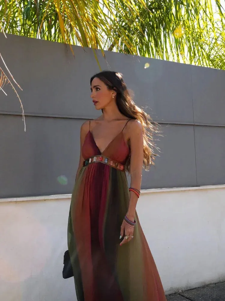 Flowy Multi-Tone Maxi Dress | Elegant & Lightweight | Perfect for Summer