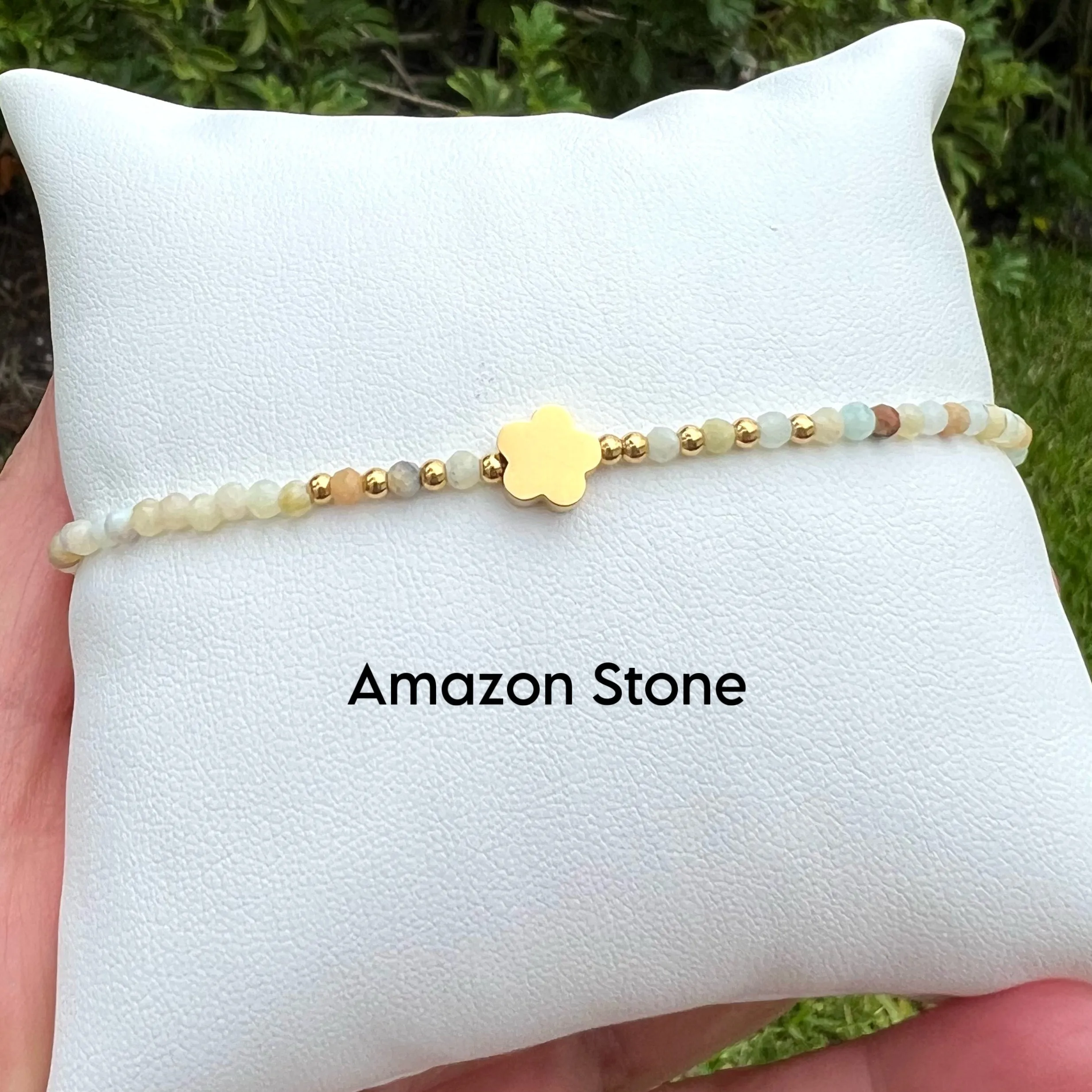 Gemstone Stainless Steel Flower Anklet - Gold