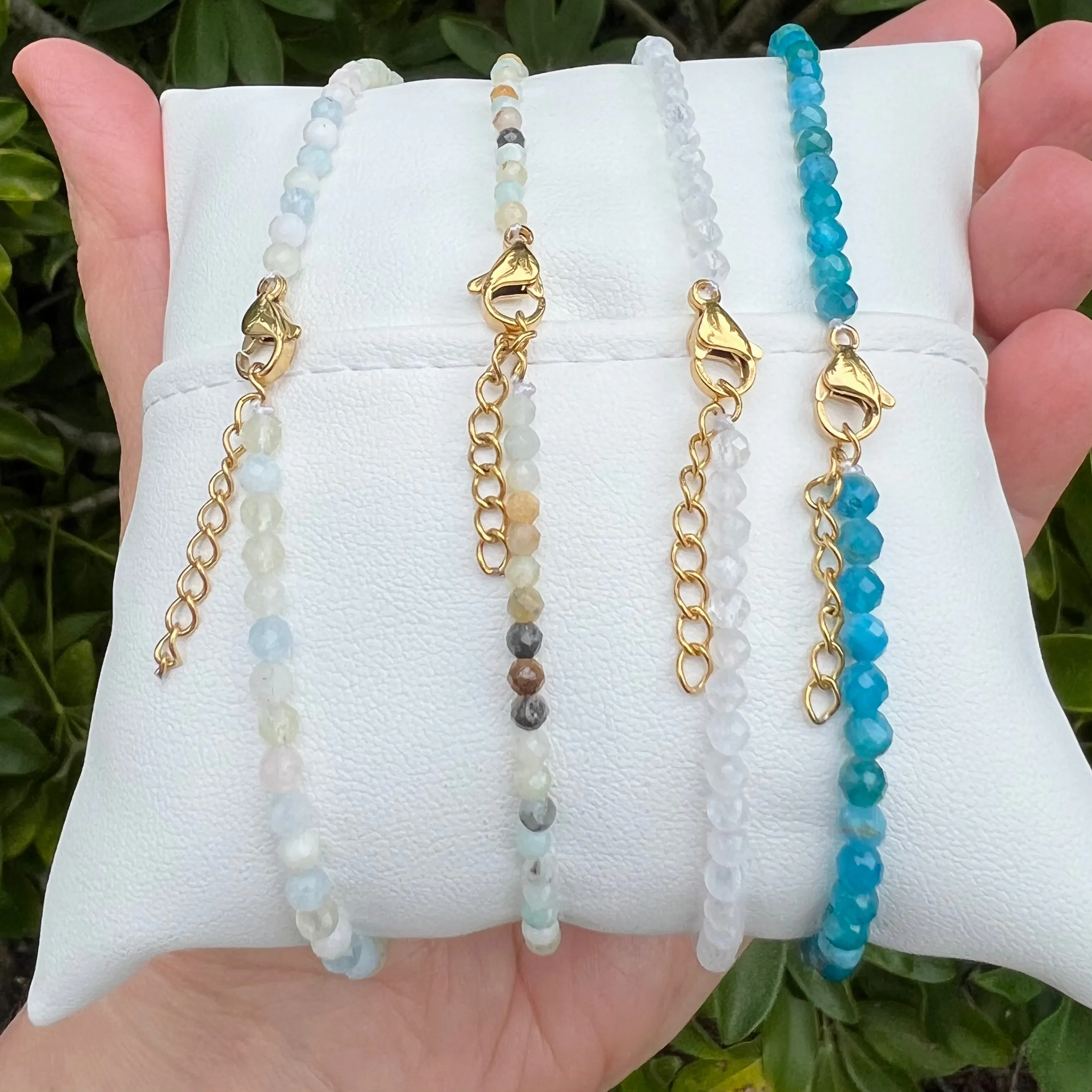 Gemstone Stainless Steel Flower Anklet - Gold