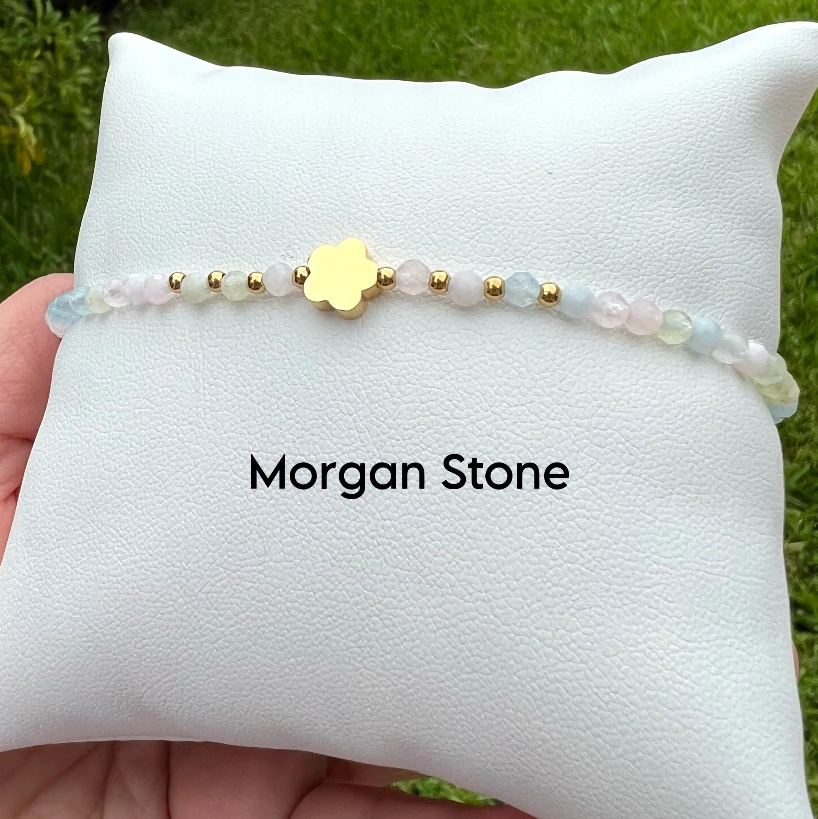 Gemstone Stainless Steel Flower Anklet - Gold