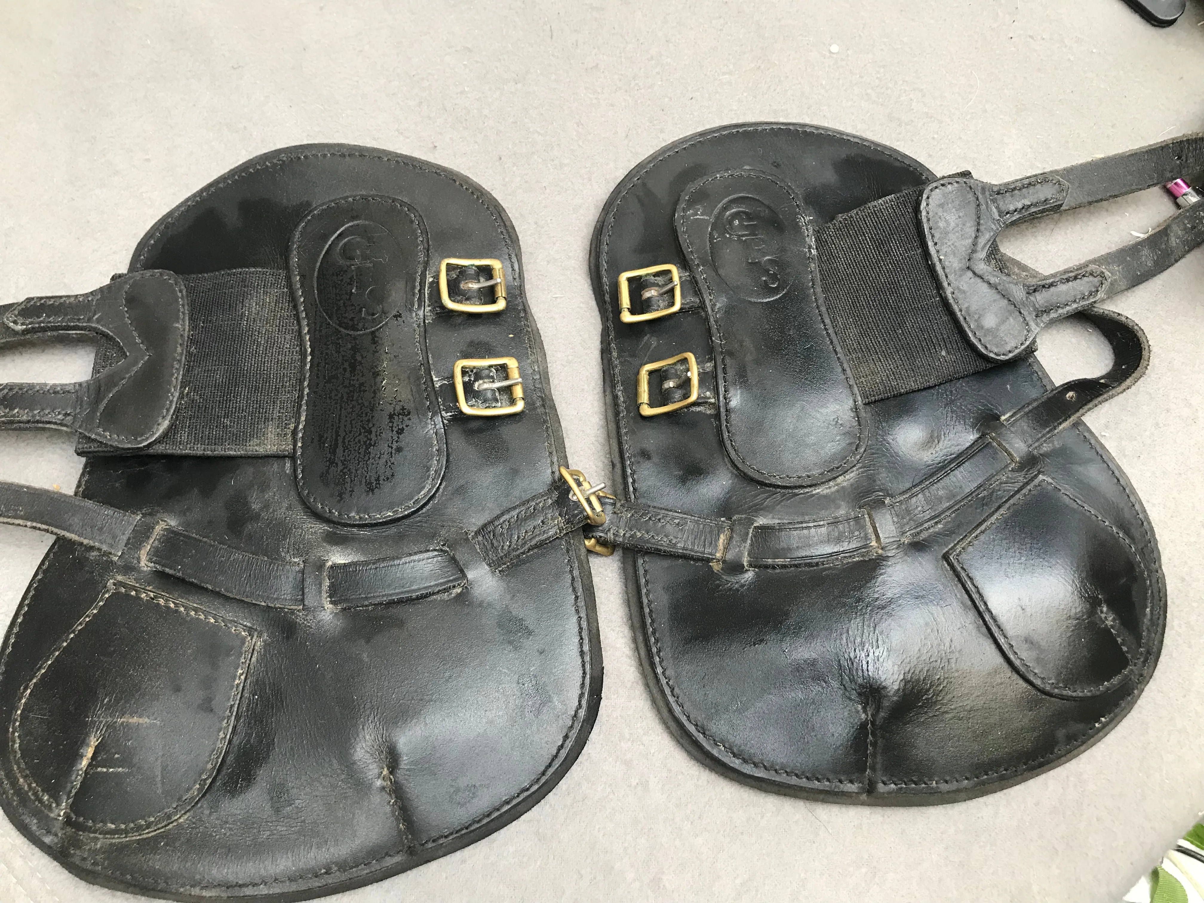 GFS black leather tendon boots full size with brass fittings FREE POSTAGE *